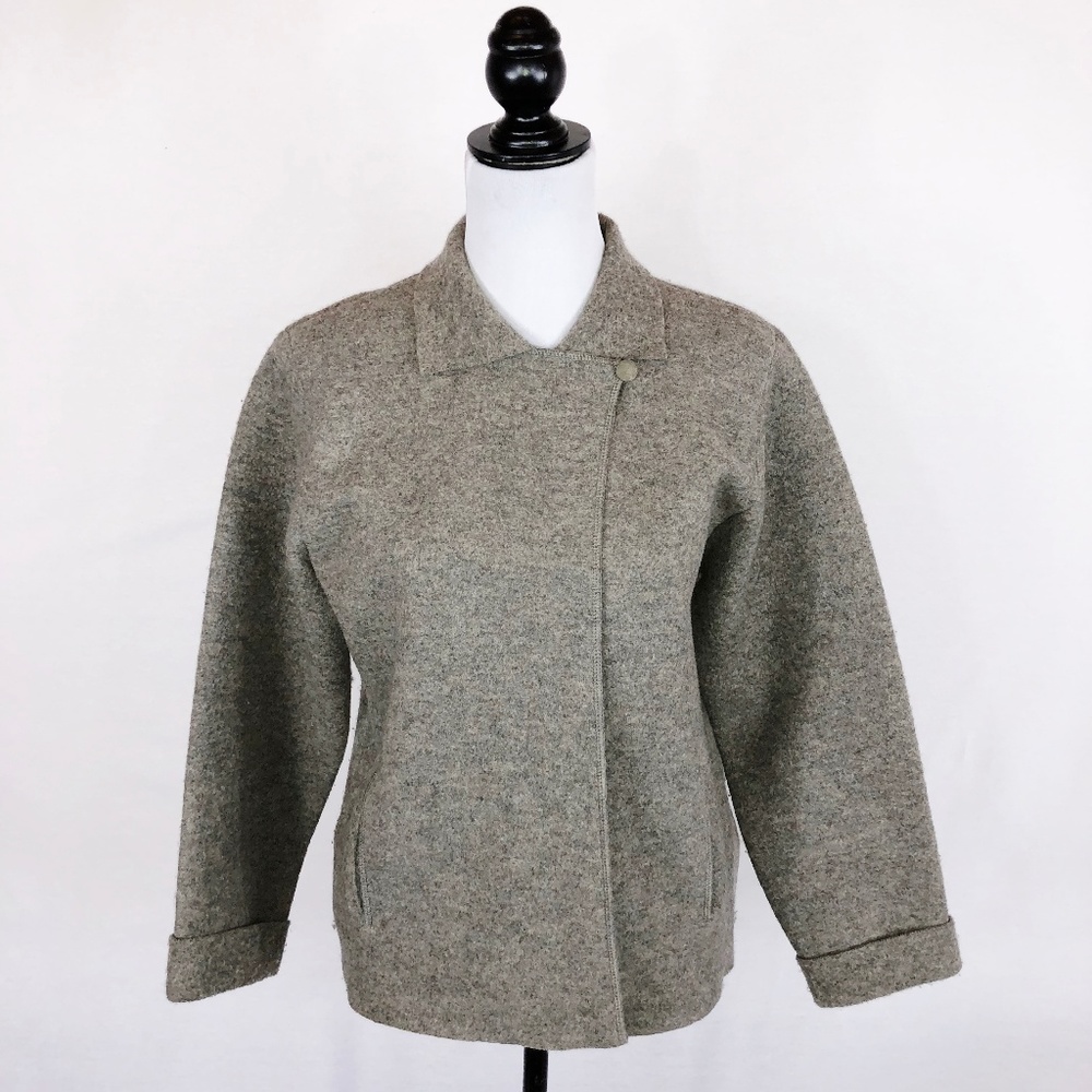 Eileen Fisher Gray Boiled Wool Sweater Coat